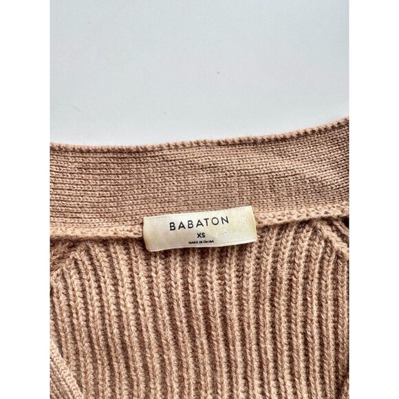 Aritzia BABATON Canberra Tan 100% Wool Knit Cropped Cardigan Sweater, Size XS - Picture 11 of 13